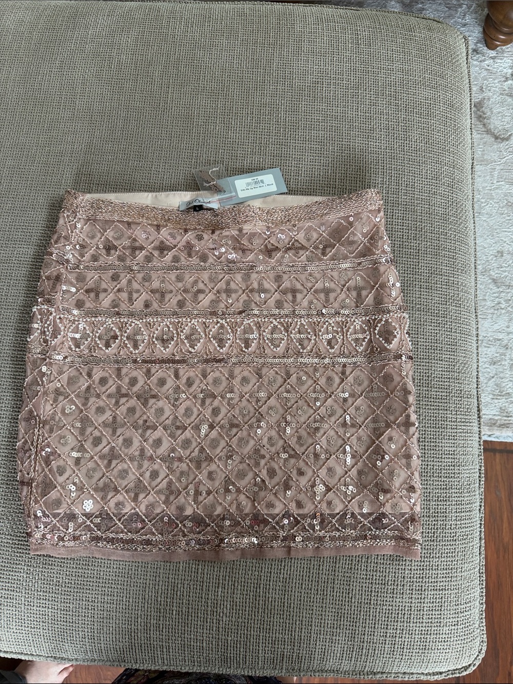 Embellished Rose Gold Sequin Mini Skirt “Girl Obsessed” sequin skirt NWT